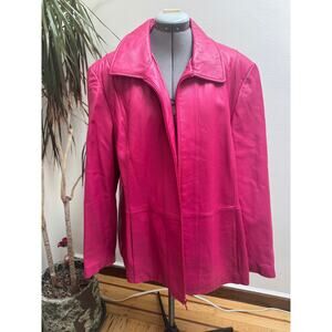 Wilsons Leather Magenta Pink Zip-Front Leather Jacket - Plus Size 3X